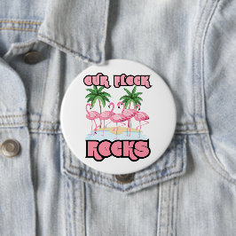 Unsere Flock Rocks Flamingo Fun Familie Freunde Button