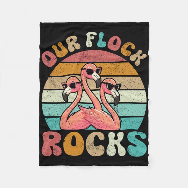 Unsere Flock Rocks Flamingo Matching Familienurlau Fleecedecke (Vorderseite)