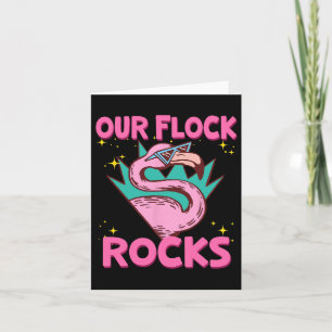 Unsere Flock Rocks Flamingo Matching Familienurlau Karte