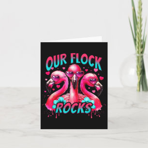 Unsere Flock Rocks Flamingo Matching Familienurlau Karte