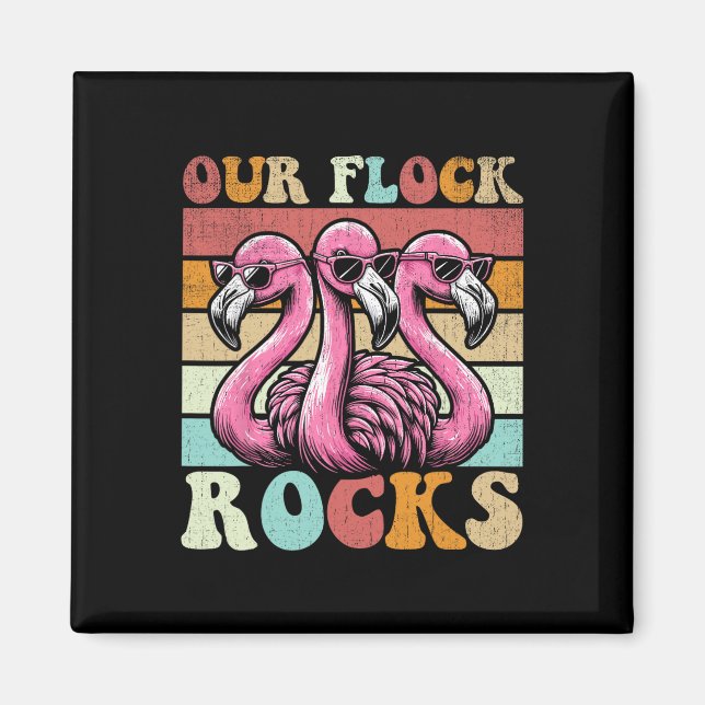 Unsere Flock Rocks Flamingo Matching Familienurlau Magnet (Vorne)
