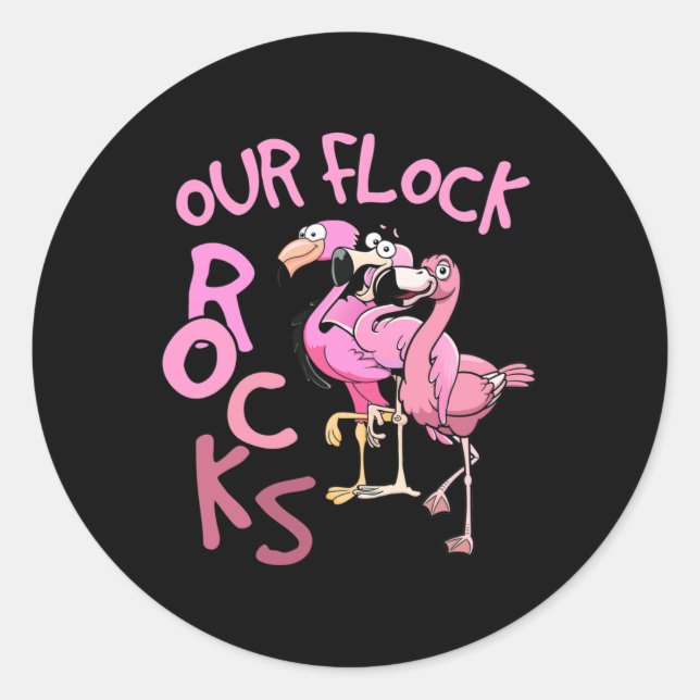 Unsere Flock Rocks Flamingo Matching Familienurlau Runder Aufkleber (Vorderseite)