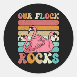 Unsere Flock Rocks Flamingo Matching Familienurlau Runder Aufkleber