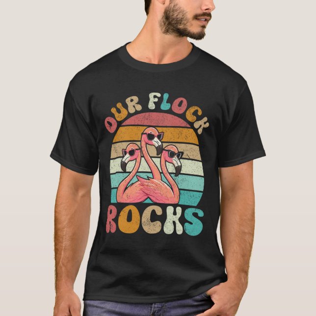 Unsere Flock Rocks Flamingo Matching Familienurlau T-Shirt (Vorderseite)