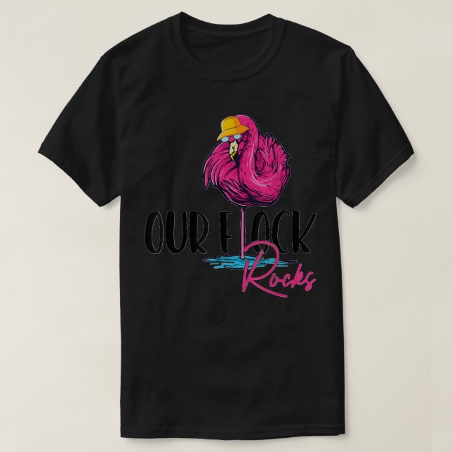 Unsere Flock Rocks Flamingo Pink Mutter Großvater T-Shirt (Design vorne)
