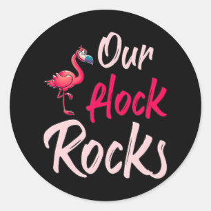 Unsere Flock Rocks Flamingo Runder Aufkleber