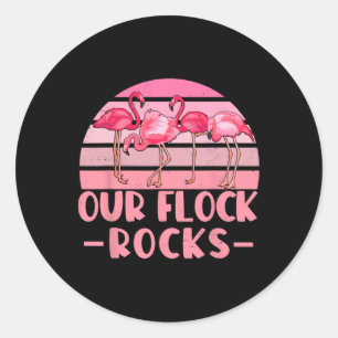 Unsere Flock Rocks Flamingos Lover Familienurlaub Runder Aufkleber
