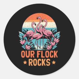 Unsere Flock Rocks Flamingos Lover Familienurlaub Runder Aufkleber