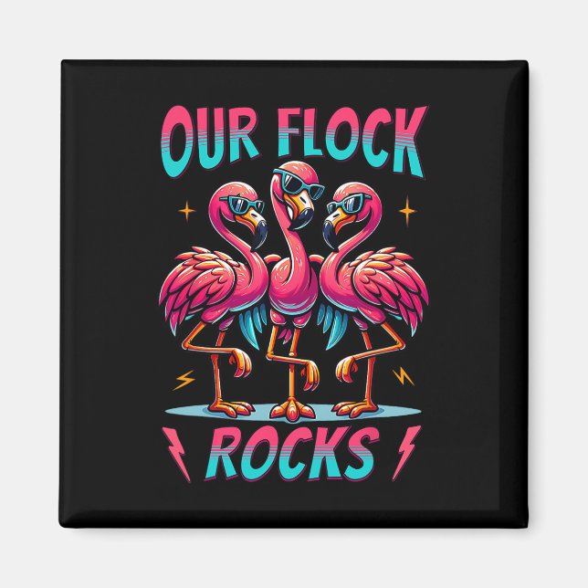 Unsere Flock Rocks Niedlich Flamingo Matching Fami Magnet (Vorne)