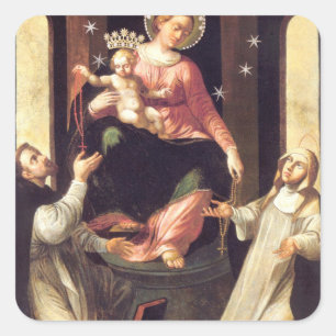 Unsere Frau des Rosenkranzes entstand in Pompeji Quadratischer Aufkleber