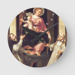 Unsere Frau des Rosenkranzes entstand in Pompeji Runde Wanduhr