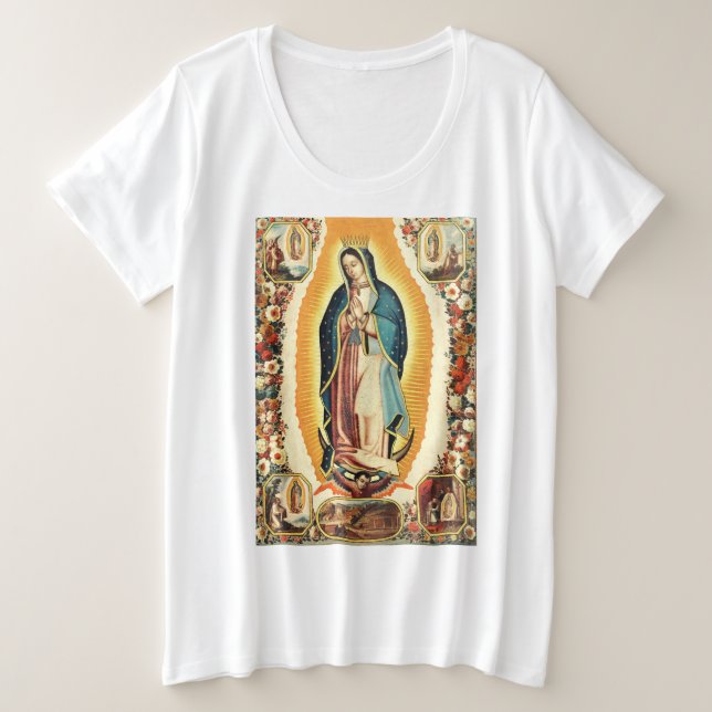 Unsere Frau von Guadalupe Große Größe T-Shirt (Design vorne)