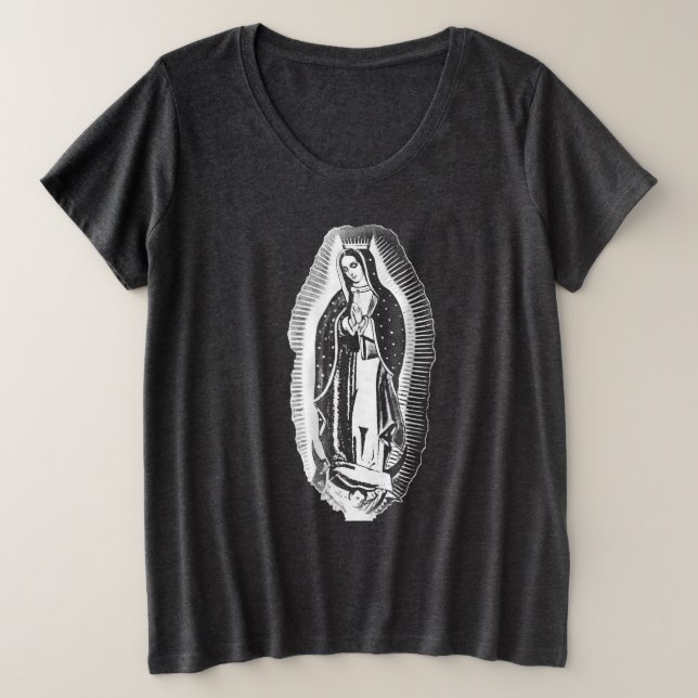 Unsere Frau von Guadalupe Große Größe T-Shirt (Design vorne)