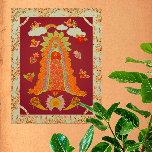 Unsere Frau von Guadalupe Poster (Folk Art depiction of Our Lady of Guadalupe. Also available framed or as an instant download.)