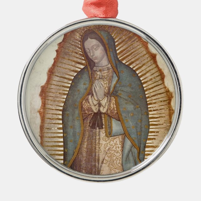 Unsere Frau von Guadalupe Silbernes Ornament (Vorne)