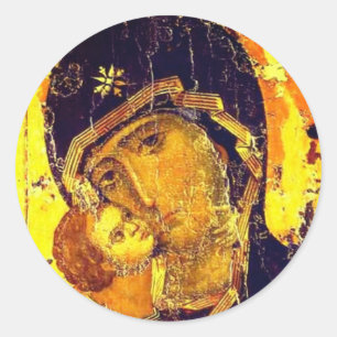 Unsere Frau von Wladimir Runder Aufkleber