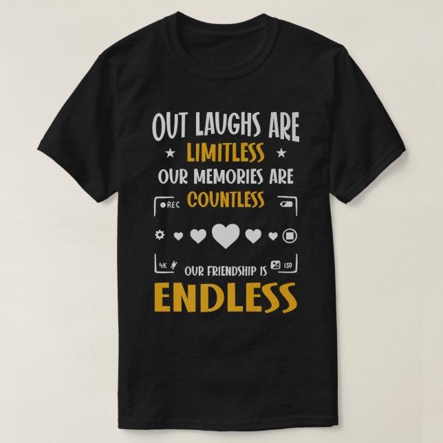 Unsere Freundschaft ist unendlich, lustig und best T-Shirt (Design vorne)