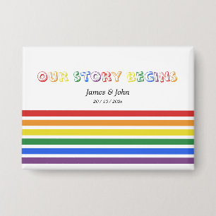 Unsere Geschichte beginnt Regenbogen-LGBTQ-Flagge Button