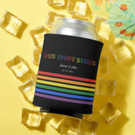 Unsere Geschichte beginnt Regenbogen-LGBTQ-Flagge  Dosenkühler
