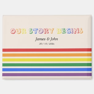 Unsere Geschichte beginnt Regenbogen-LGBTQ-Flagge- Magnet