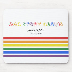 Unsere Geschichte beginnt Regenbogen-LGBTQ-Flagge Mousepad