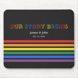Unsere Geschichte beginnt Regenbogen-LGBTQ-Flagge  Mousepad