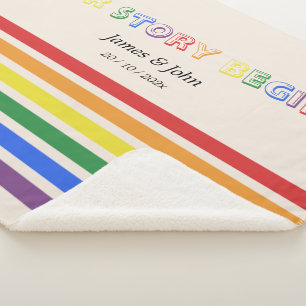 Unsere Geschichte beginnt Regenbogen-LGBTQ-Flagge Sherpadecke