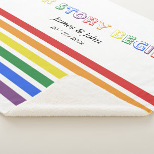 Unsere Geschichte beginnt Regenbogen-LGBTQ-Flagge  Sherpadecke