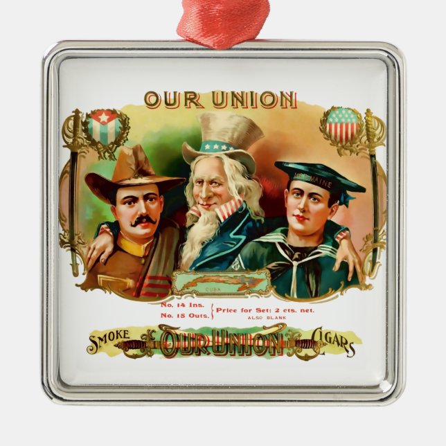 Unsere Gewerkschaft Vintage Zigarrenbox Silbernes Ornament (Vorne)