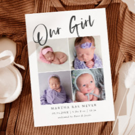 Unsere Girl Baby Foto Collage Geburt Ankündigung