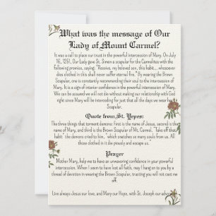 Unsere Gottesmutter des Karmel-Gebetskarte Einladung
