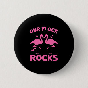 Unsere Herde rockt Flamingo-Passende Familienferie Button