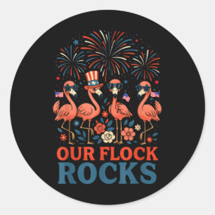 Unsere Herde rockt patriotischen Flamingo für Männ Runder Aufkleber