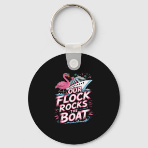 Unsere Herde schaukelt das Boot Pink Flamingo Urla Schlüsselanhänger