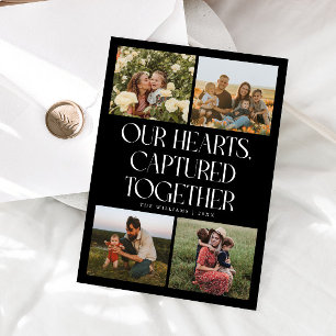 Unsere Herzen Schwarzes Multi-Foto Valentinstag Feiertagskarte