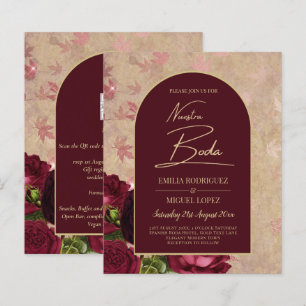 Unsere Hochzeit Burgunder Florale Rote Rosen Vinta