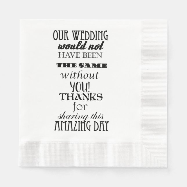 Unsere Hochzeit Danksagung Serviette (Vorderseite)