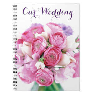 Unsere Hochzeit Rosa Blumen Notizbuch Notizblock