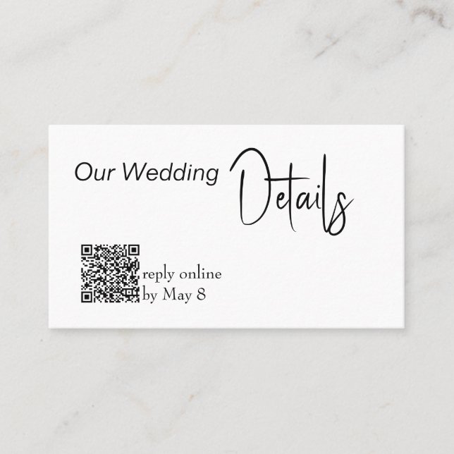 Unsere Hochzeitdetails UAWG Hochzeitbudget QR Code Visitenkarte (Vorderseite)
