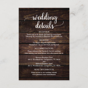 Unsere Hochzeitsdetails, rustikale Navy Blue Scrip Begleitkarte