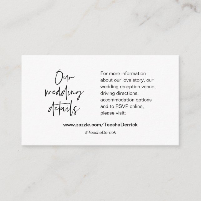 Unsere Hochzeitsdetails, Website, UAWG, Eintrittsk Begleitkarte (Vorderseite)