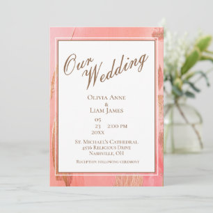 Unsere Hochzeitsfeier Gold Pink Peach Moderne Eleg Einladung