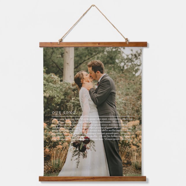 Unsere Hochzeitssong-Texte Wandteppich Mit Holzrahmen (Vorderseite)