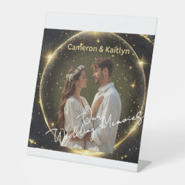 Unsere Hochzeitsstipps - elegante Schwarz- und Gol Sockelschild