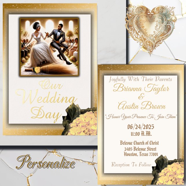 Unsere Hochzeitstagsglanz Folieneinladung (Our Wedding Day Bliss. Personalize For Your Special For Your Special Day.)
