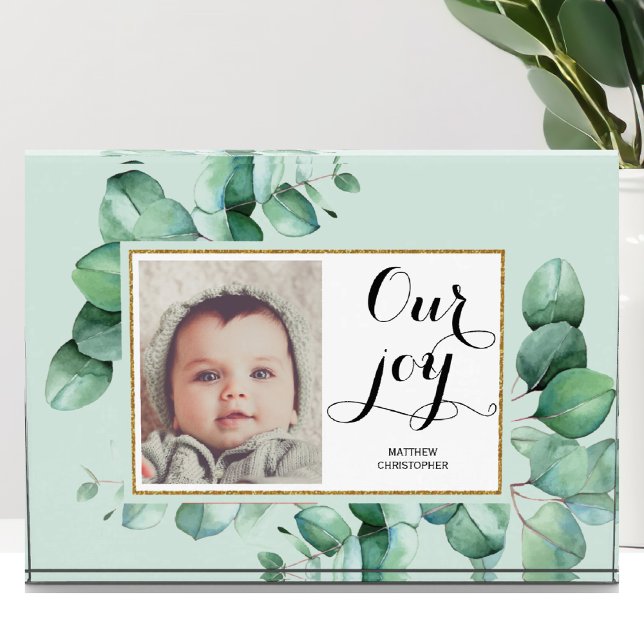 UNSERE JOY Modernes Drehbuch Eucalyptus Floral Bab Fotoblock (Von Creator hochgeladen)