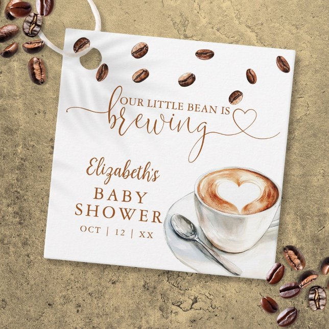 Unsere kleine Bohne braut Kaffee - Baby Shower Geschenkanhänger (Our Little Bean Is Brewing Coffee Baby Shower Favor Tags)