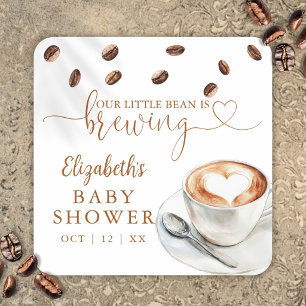 Unsere kleine Bohne braut Kaffee - Baby Shower Quadratischer Aufkleber