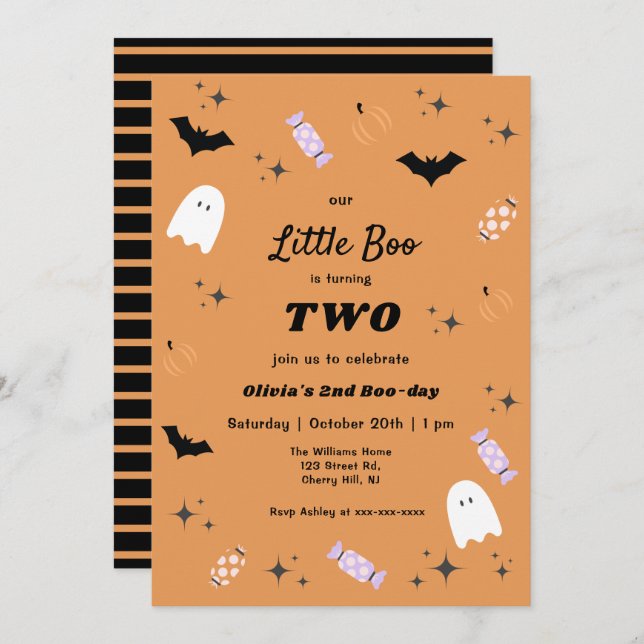 Unsere kleine Boo Halloween-Einladung Einladung (Vorne/Hinten)