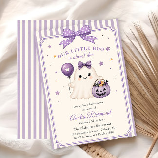 Unsere kleine Boo lila Geister-Halloween-Baby-Part Einladung